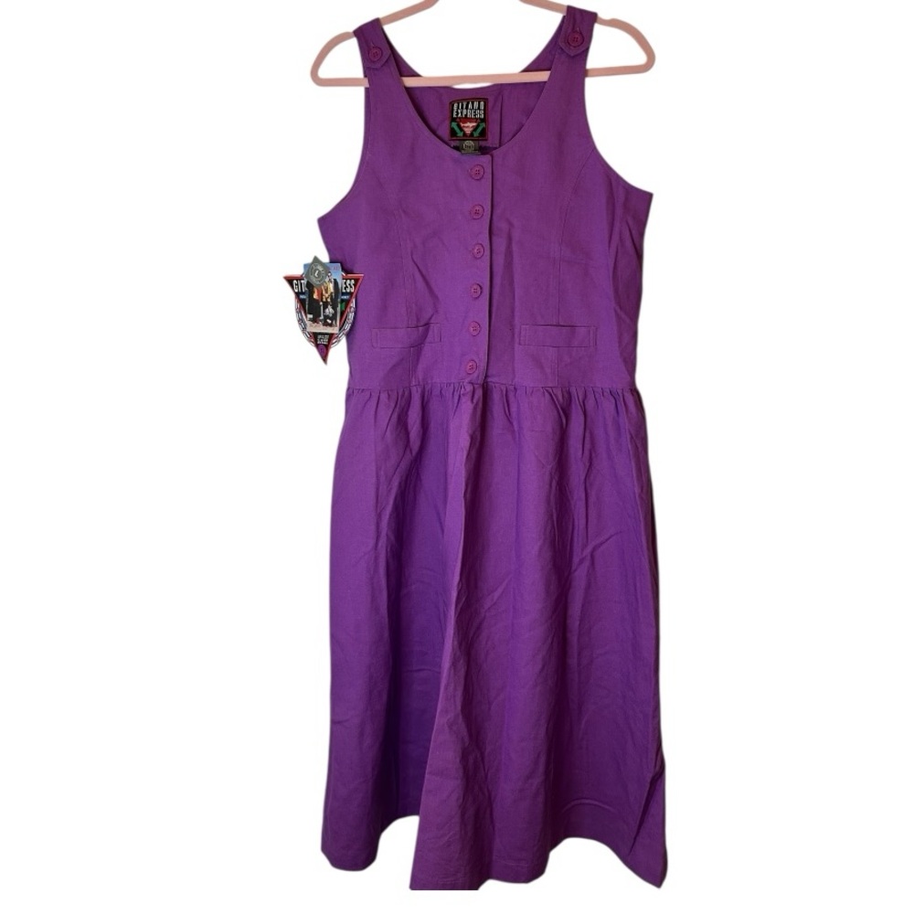 Vintage 80s NWT Gitano Purple Midi Dress